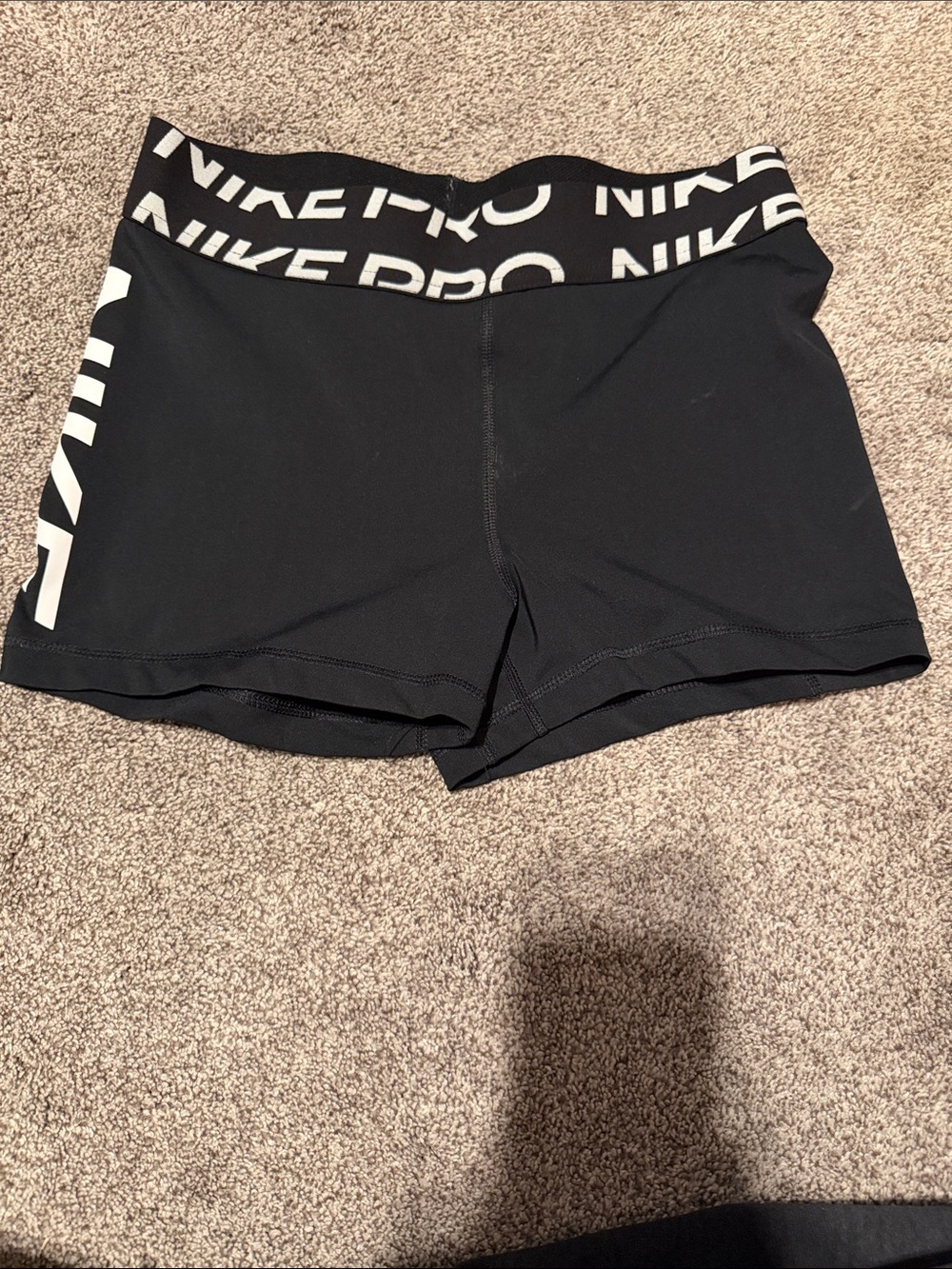 Nike Black Pro Logo Waistband Women's Athletic Shorts
